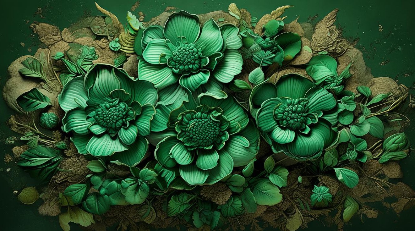 翡翠花朵立体