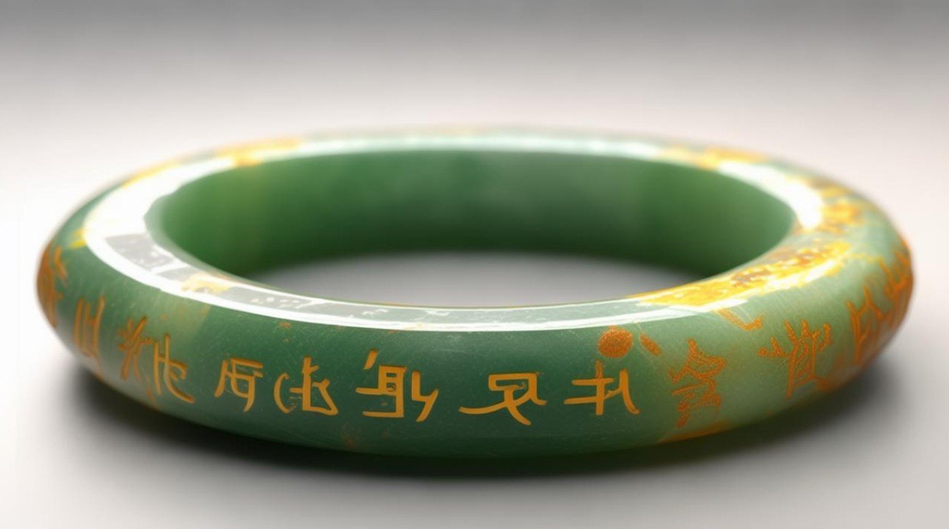 翡翠手镯带黄皮