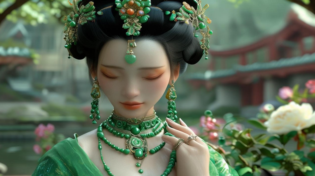 古代女子翡翠首饰