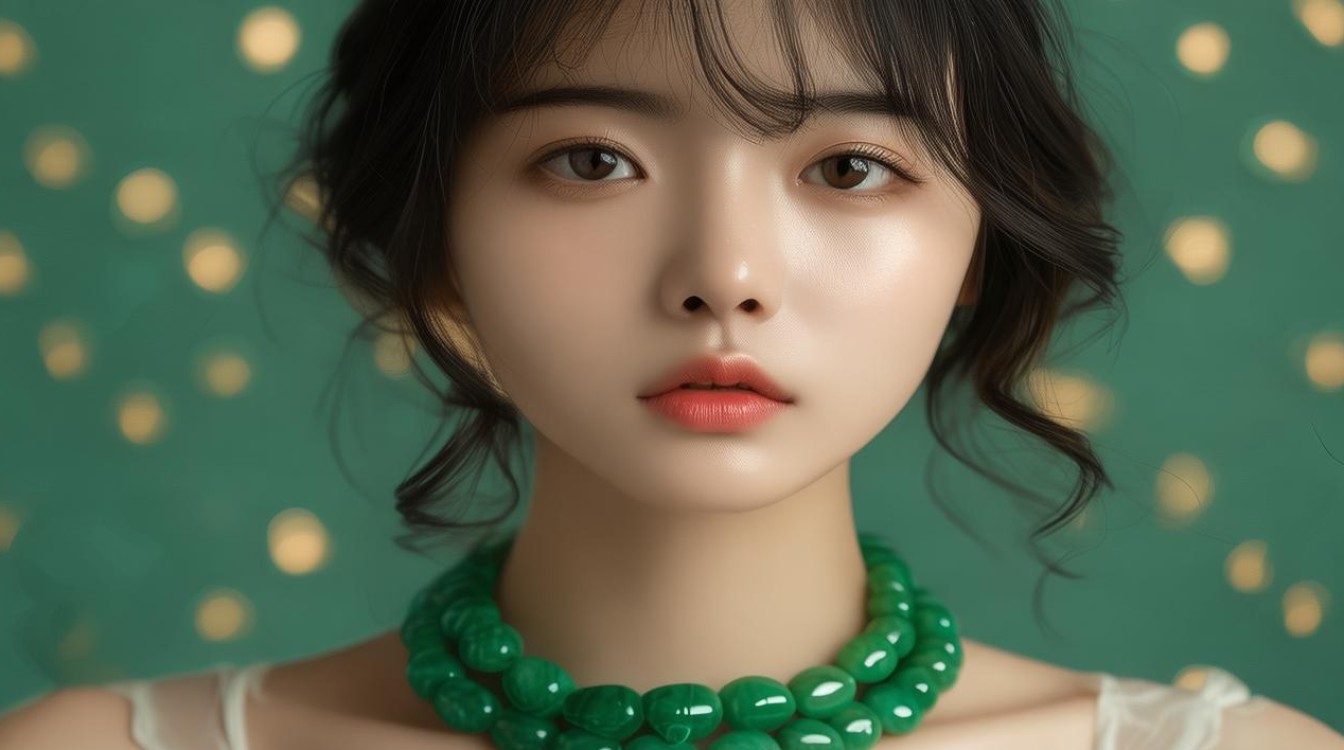 年轻女性戴翡翠