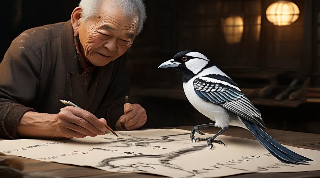 国画家画八哥
