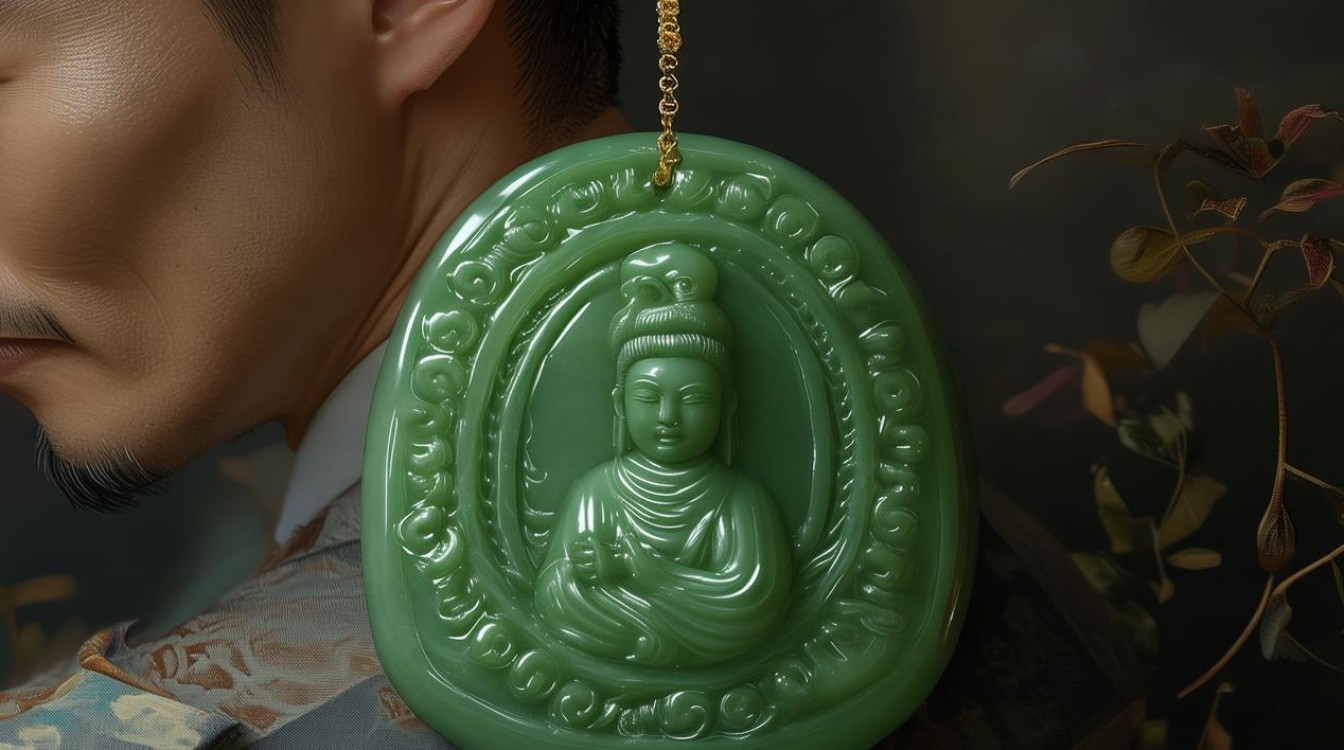 男士佩戴翡翠观音