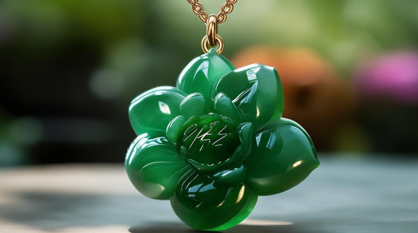 翡翠莲花挂件图片