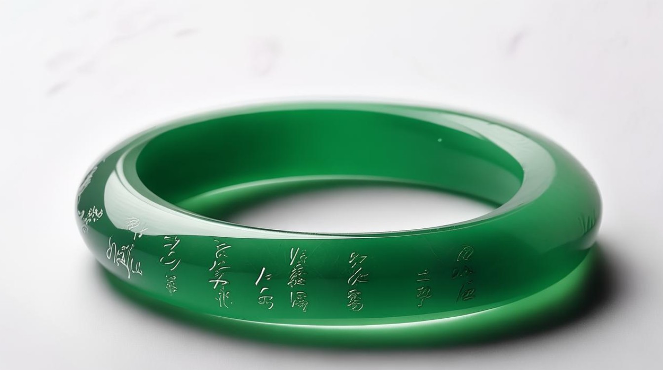 白底墨绿翡翠手镯