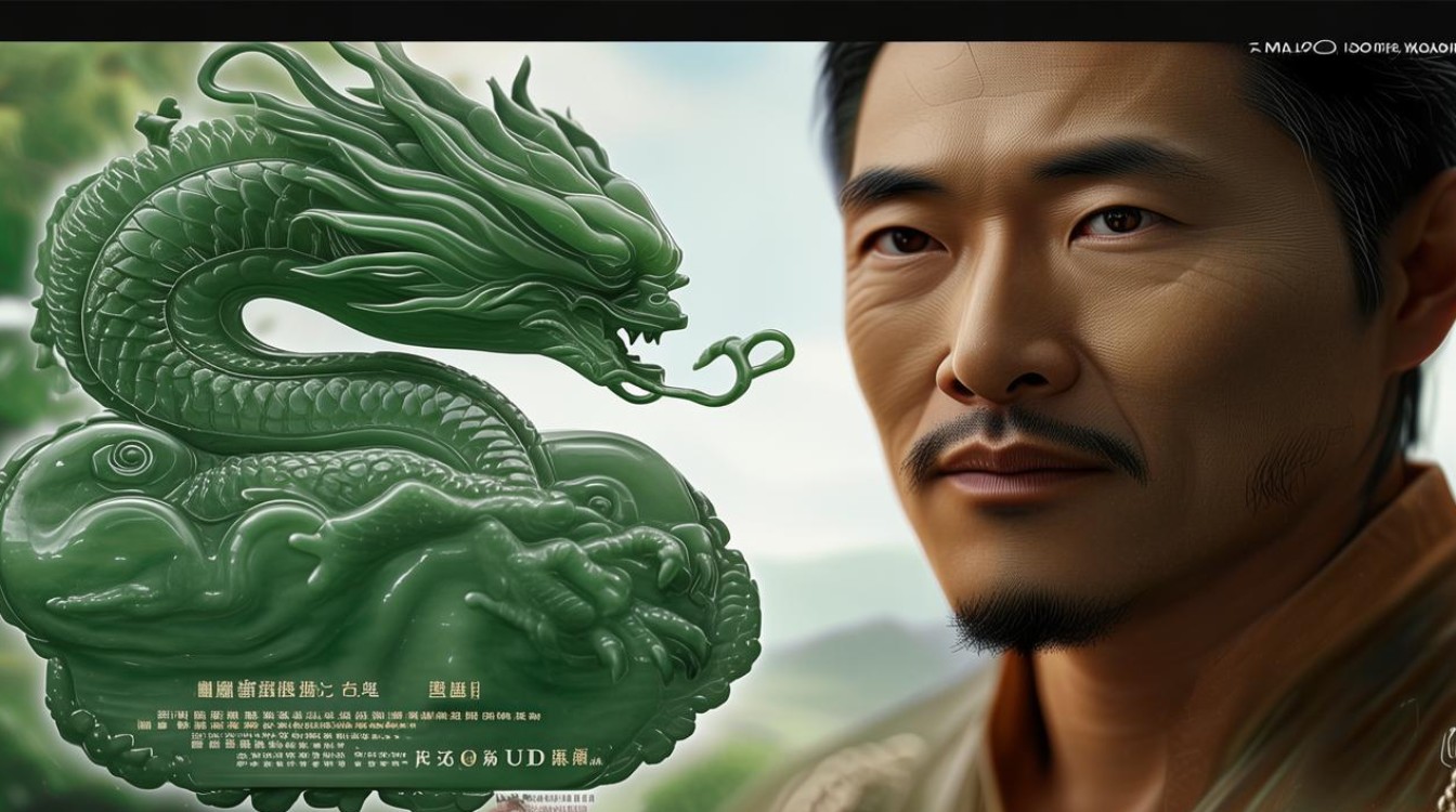 男人戴翡翠龙