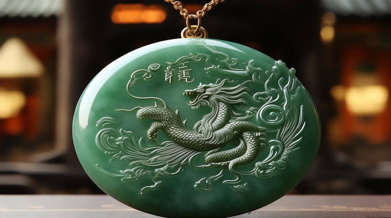 翡翠龙凤玉佩