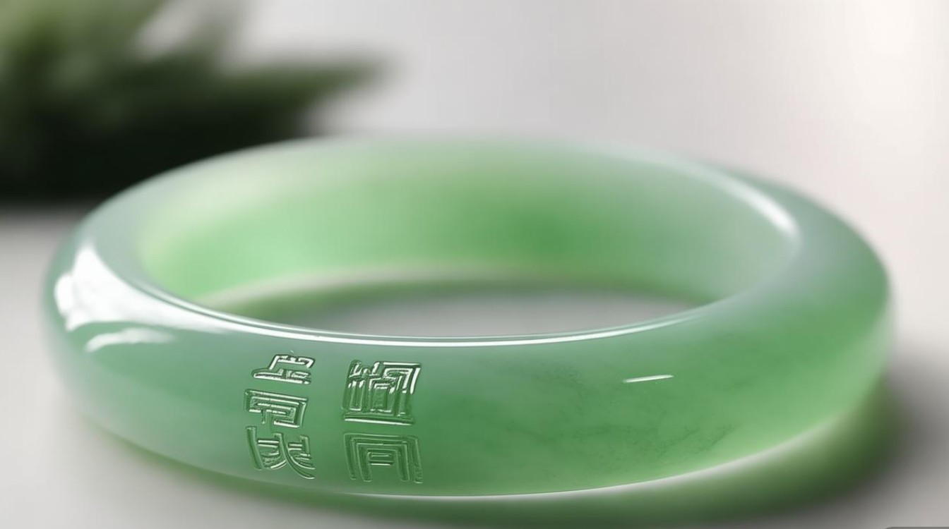 淡绿色糯种翡翠手镯
