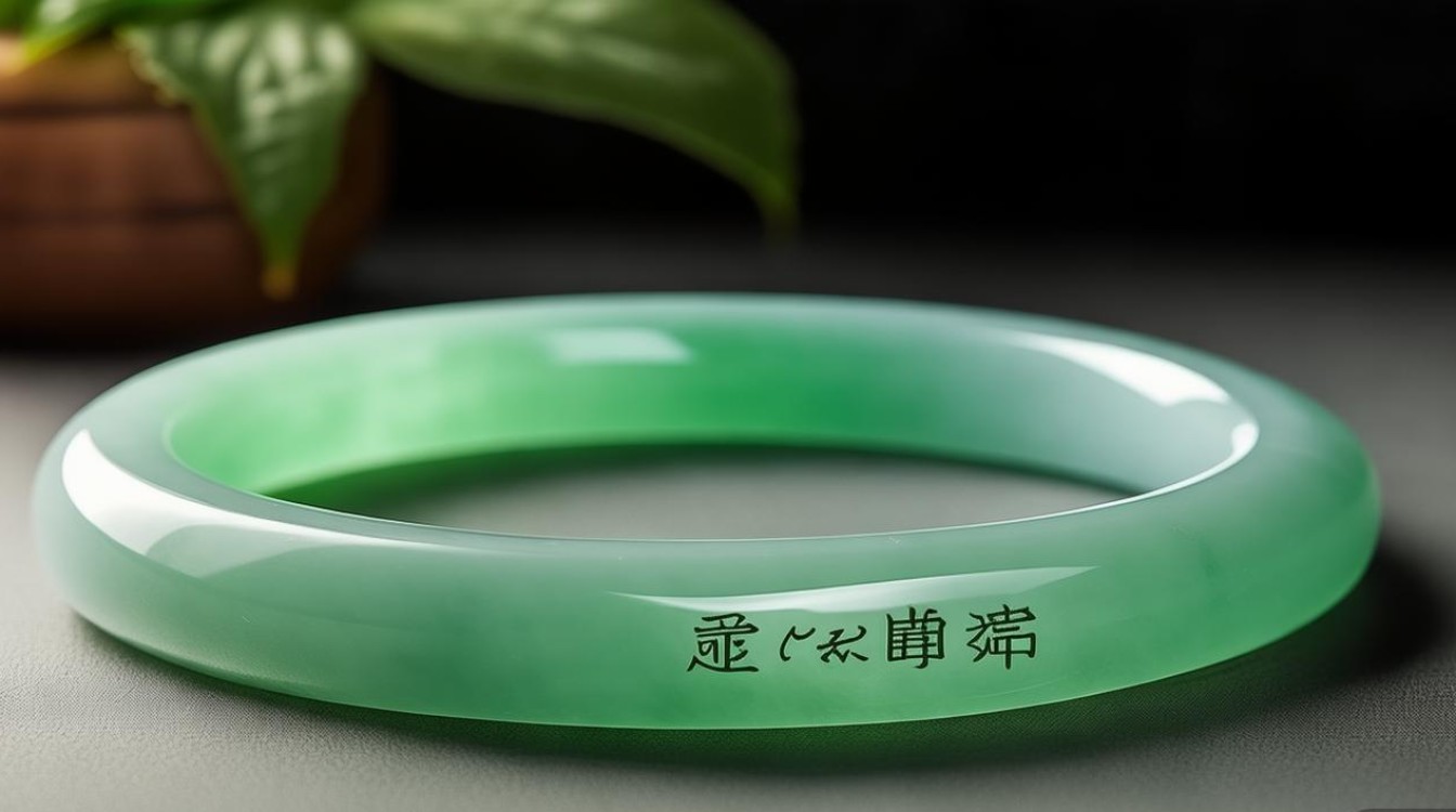淡绿色糯种翡翠手镯