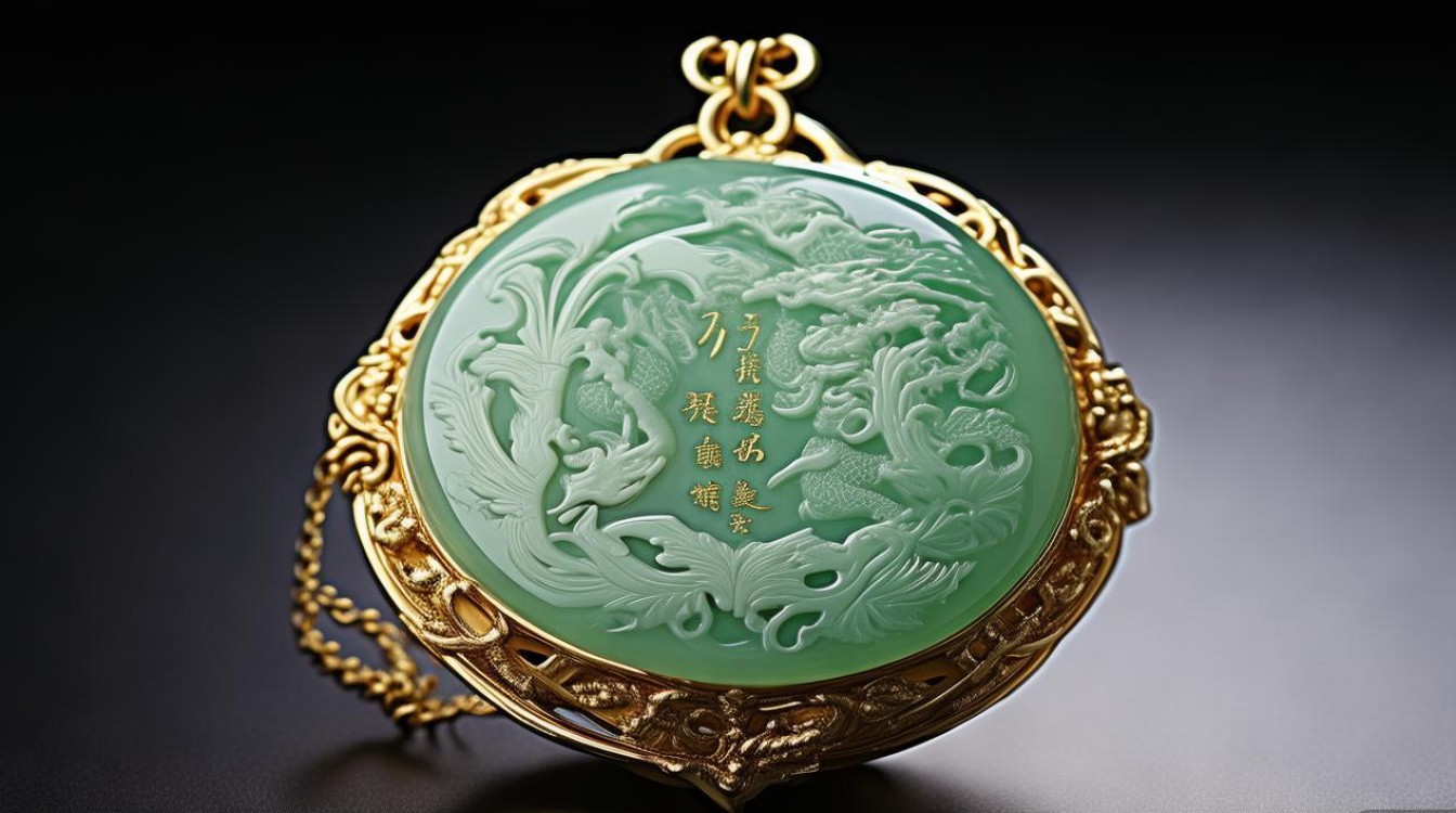 中国黄金翡翠吊坠
