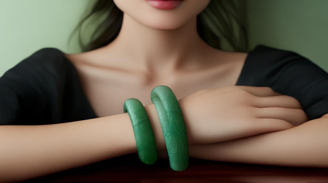 女人戴翡翠玉镯