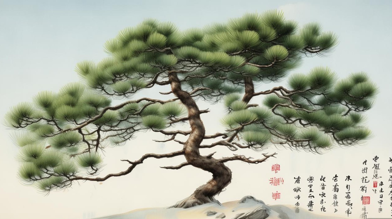 画家罗渊画松