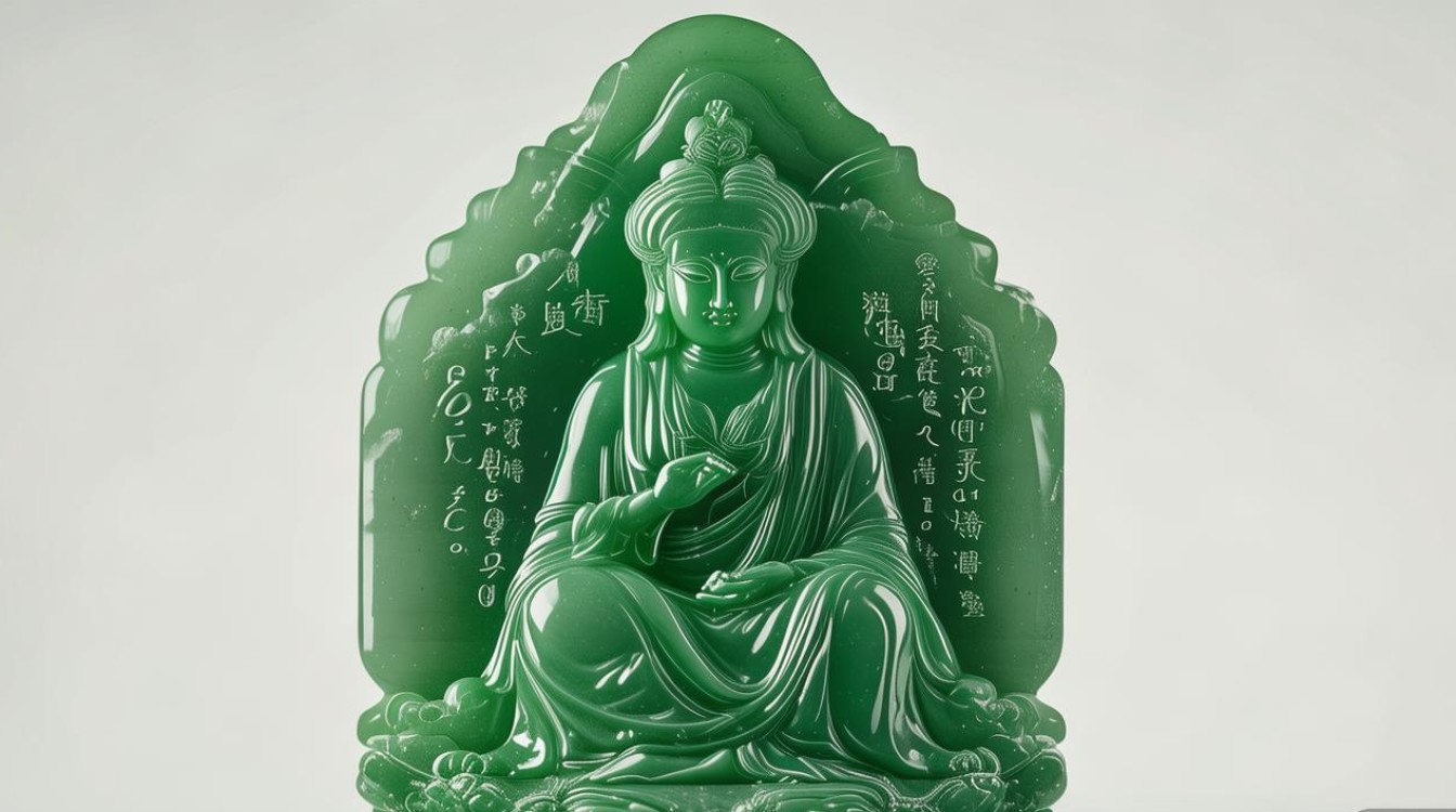 翡翠观音玉牌