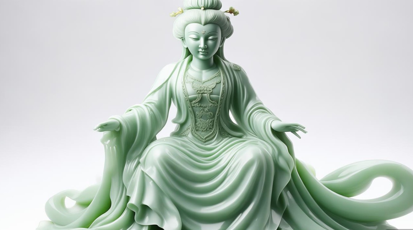 白底青翡翠观音