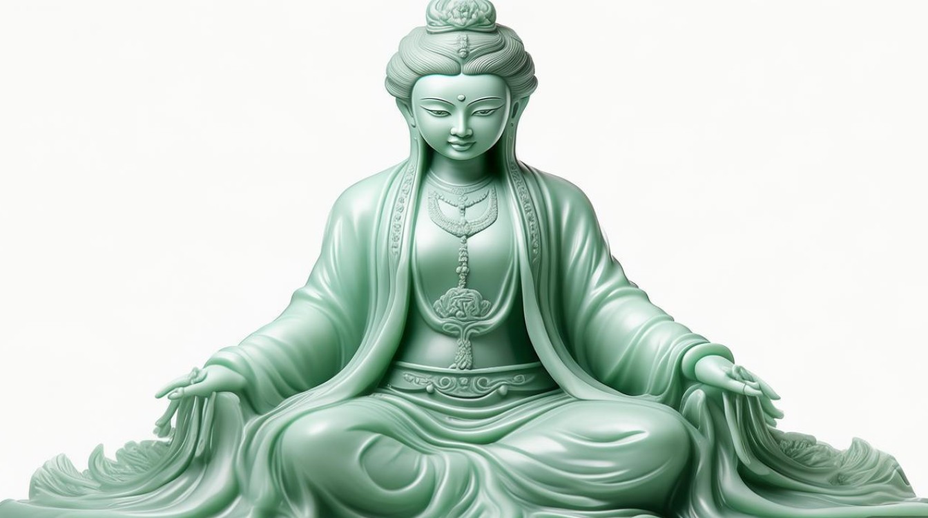 白底青翡翠观音