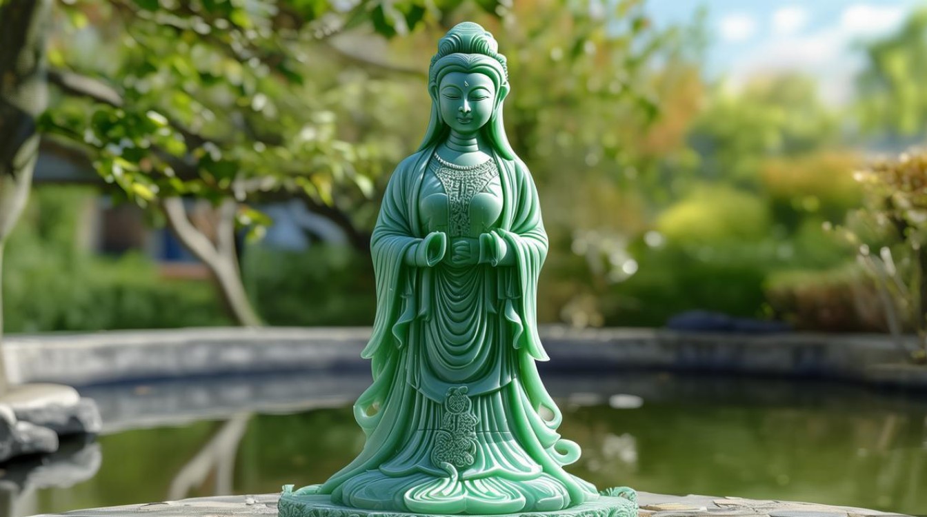 翡翠站立观音图片