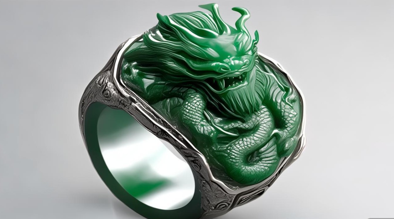 翡翠的龙头戒指
