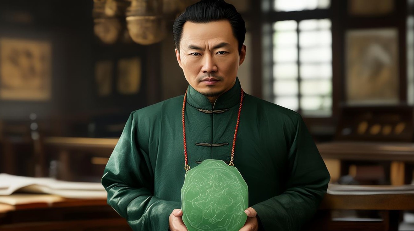 男人戴翡翠如意