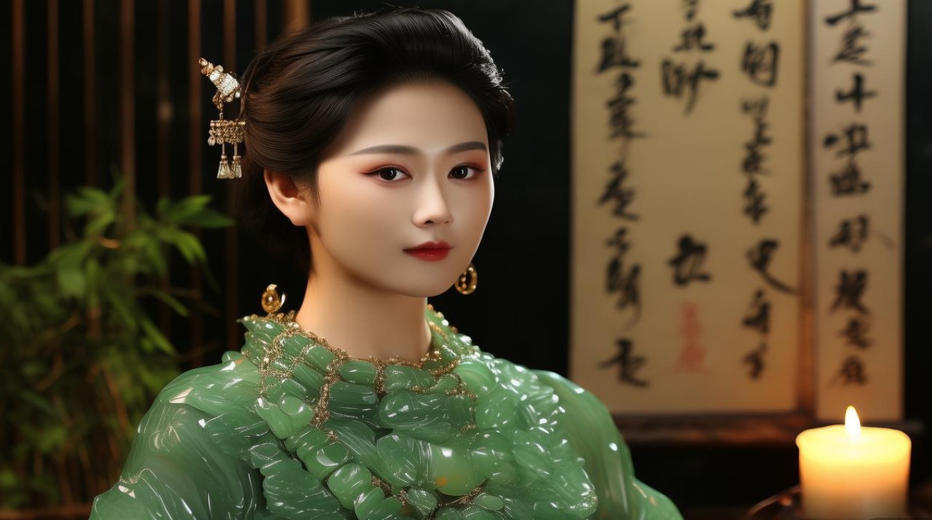 女人戴翡翠玉