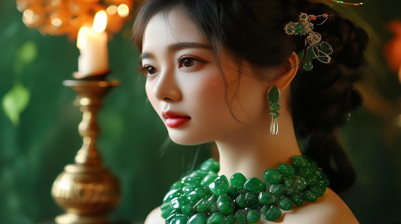 女人戴翡翠玉
