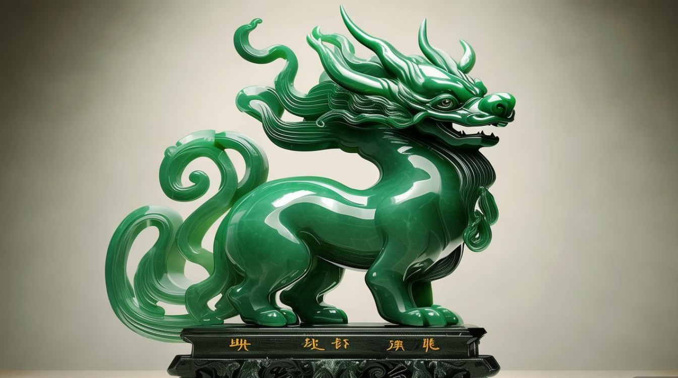 翡翠麒麟摆件图片
