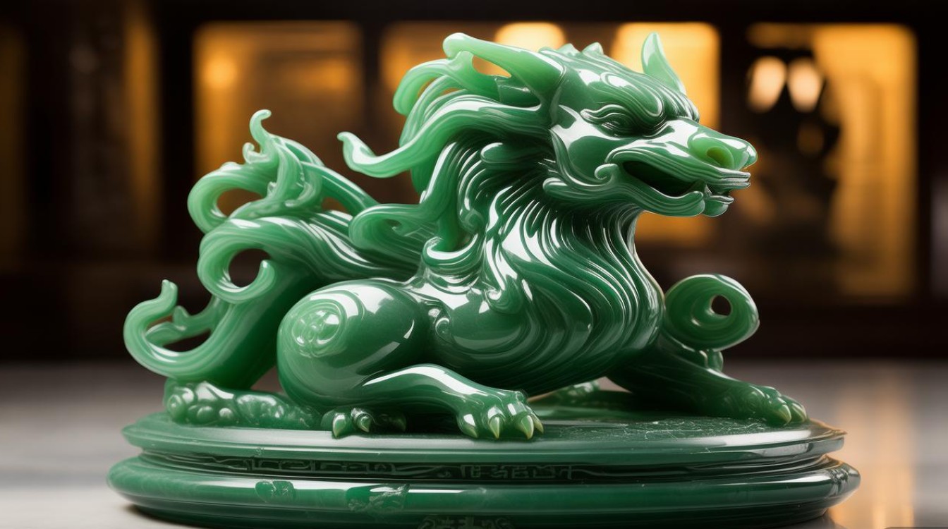 翡翠麒麟摆件图片
