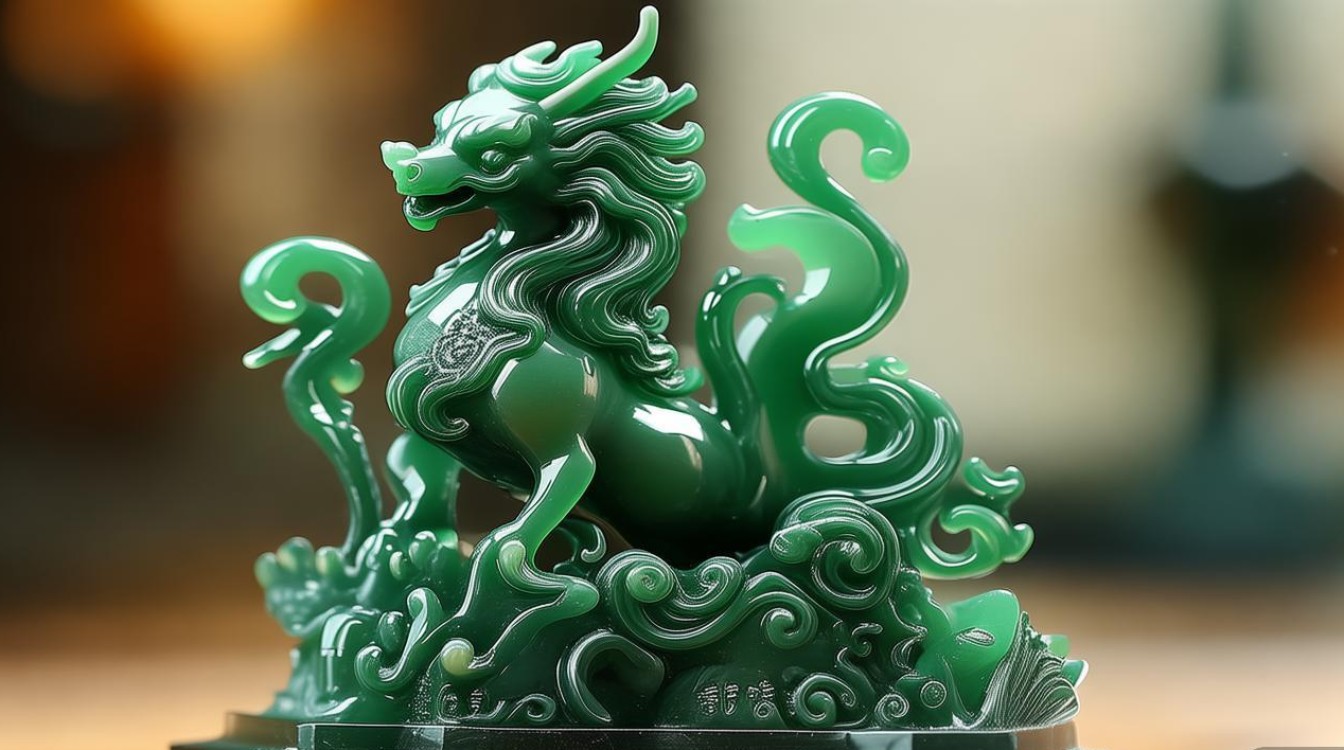 翡翠麒麟摆件图片
