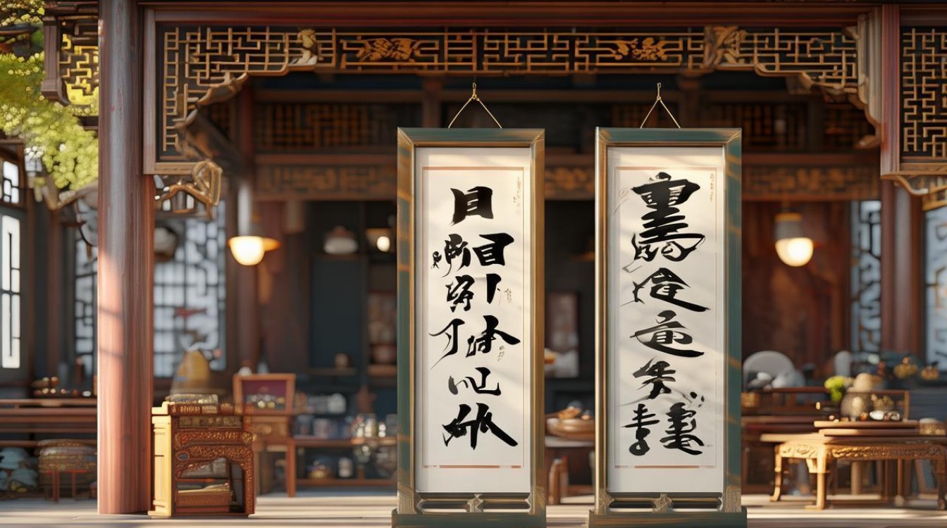 茶楼对联书法