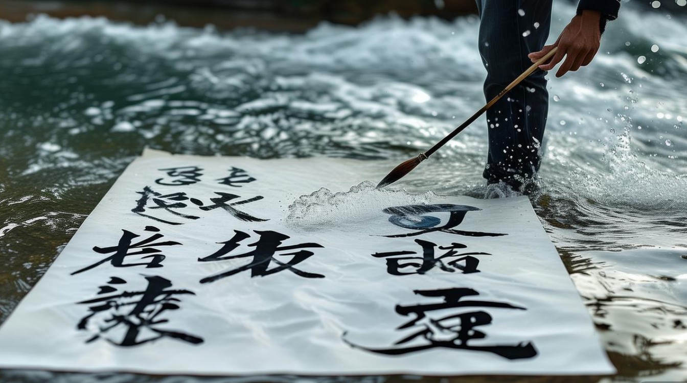 中流击水书法