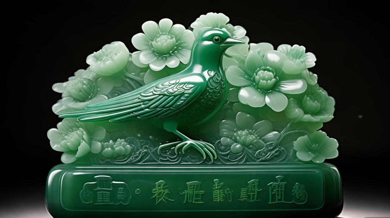 翡翠的花鸟雕刻