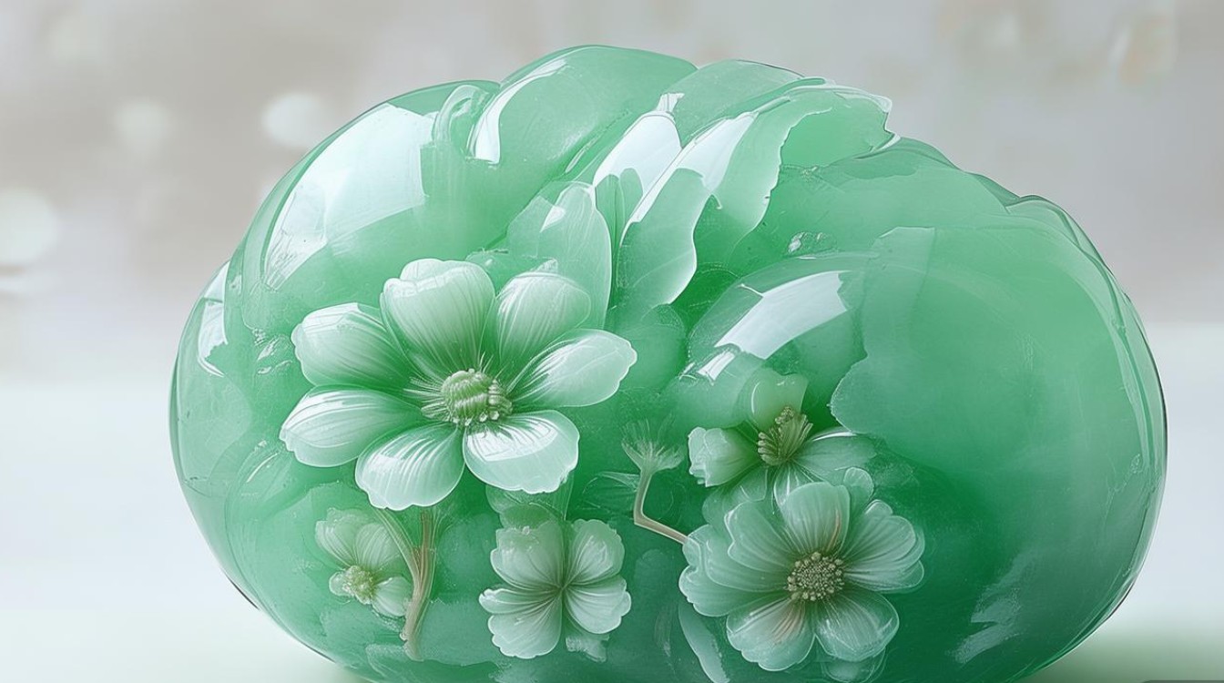 冰种油青飘花翡翠