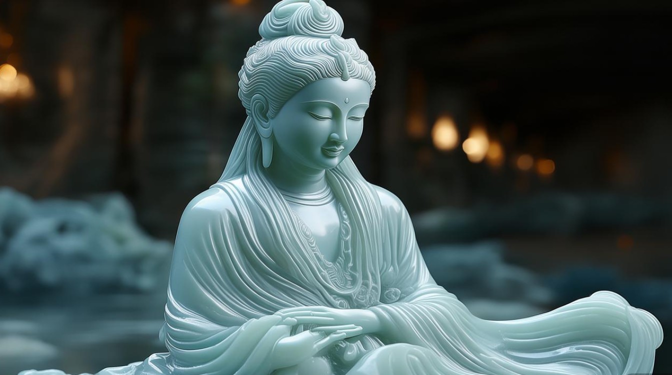 冰种翡翠玉观音