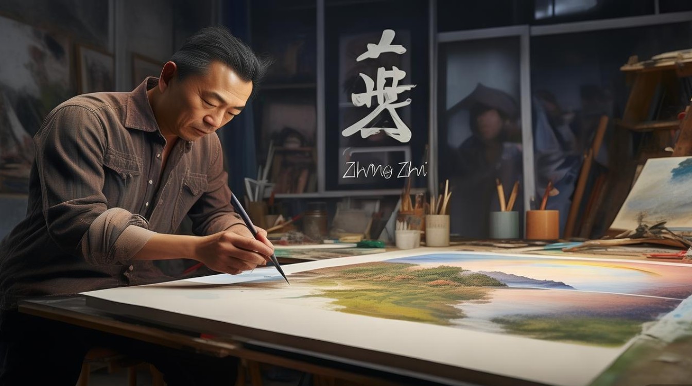 画家张志画