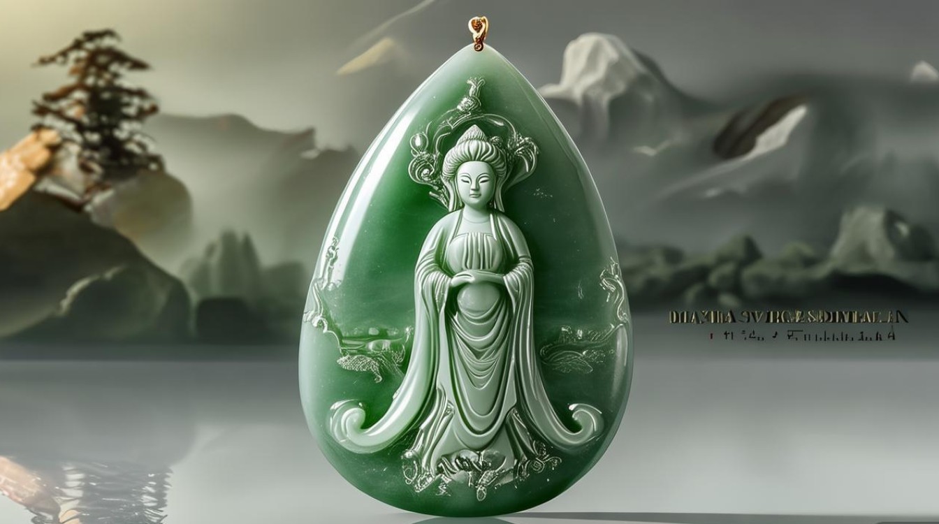 翡翠观音吊坠图