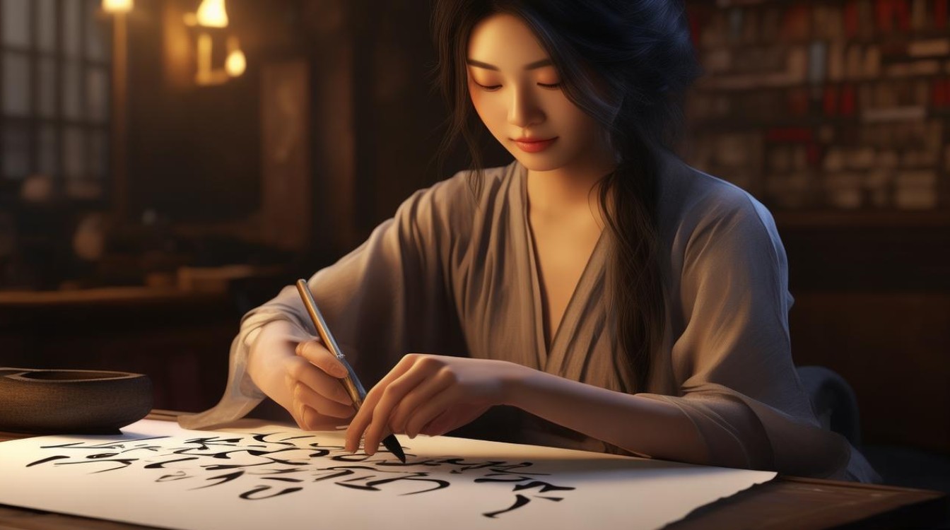 女性四字书法