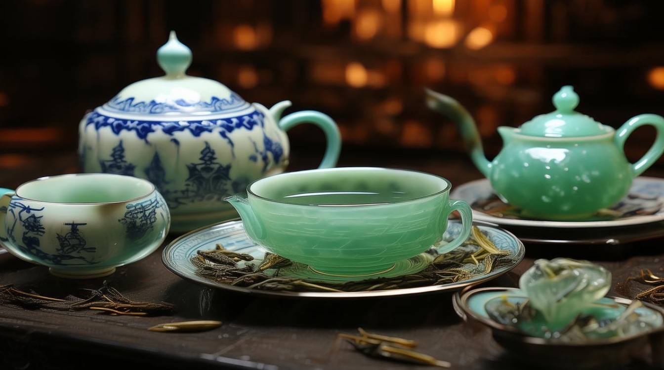 茶具与翡翠图片