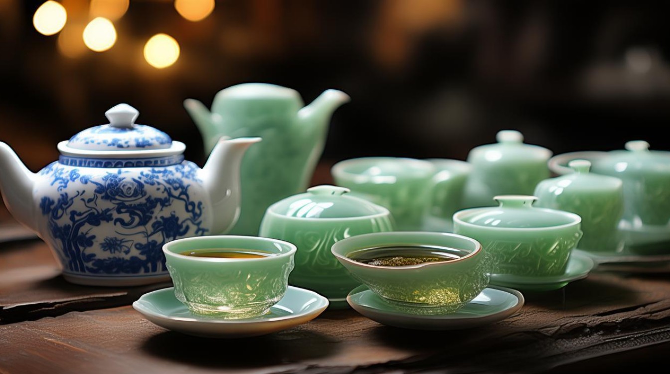 茶具与翡翠图片