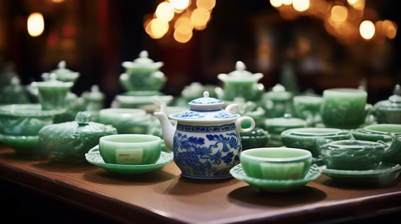 茶具与翡翠图片