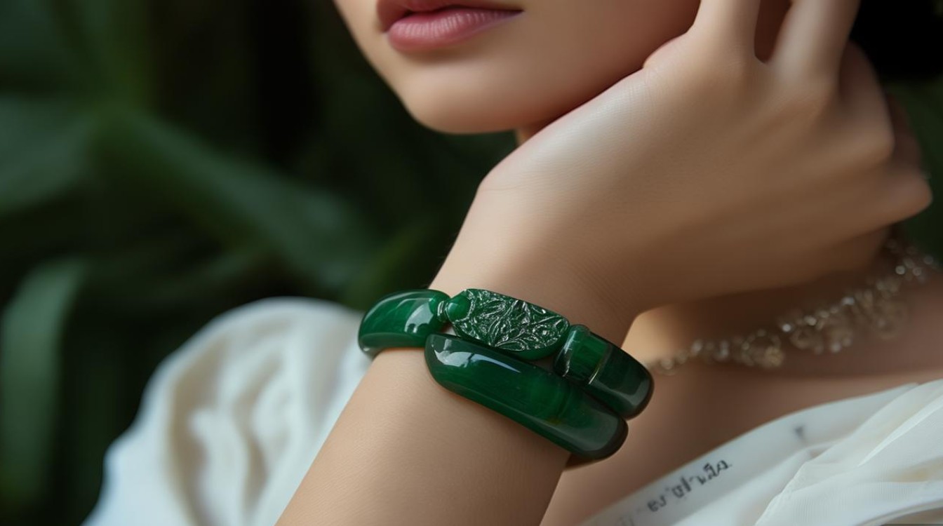 带翡翠手镯的女人