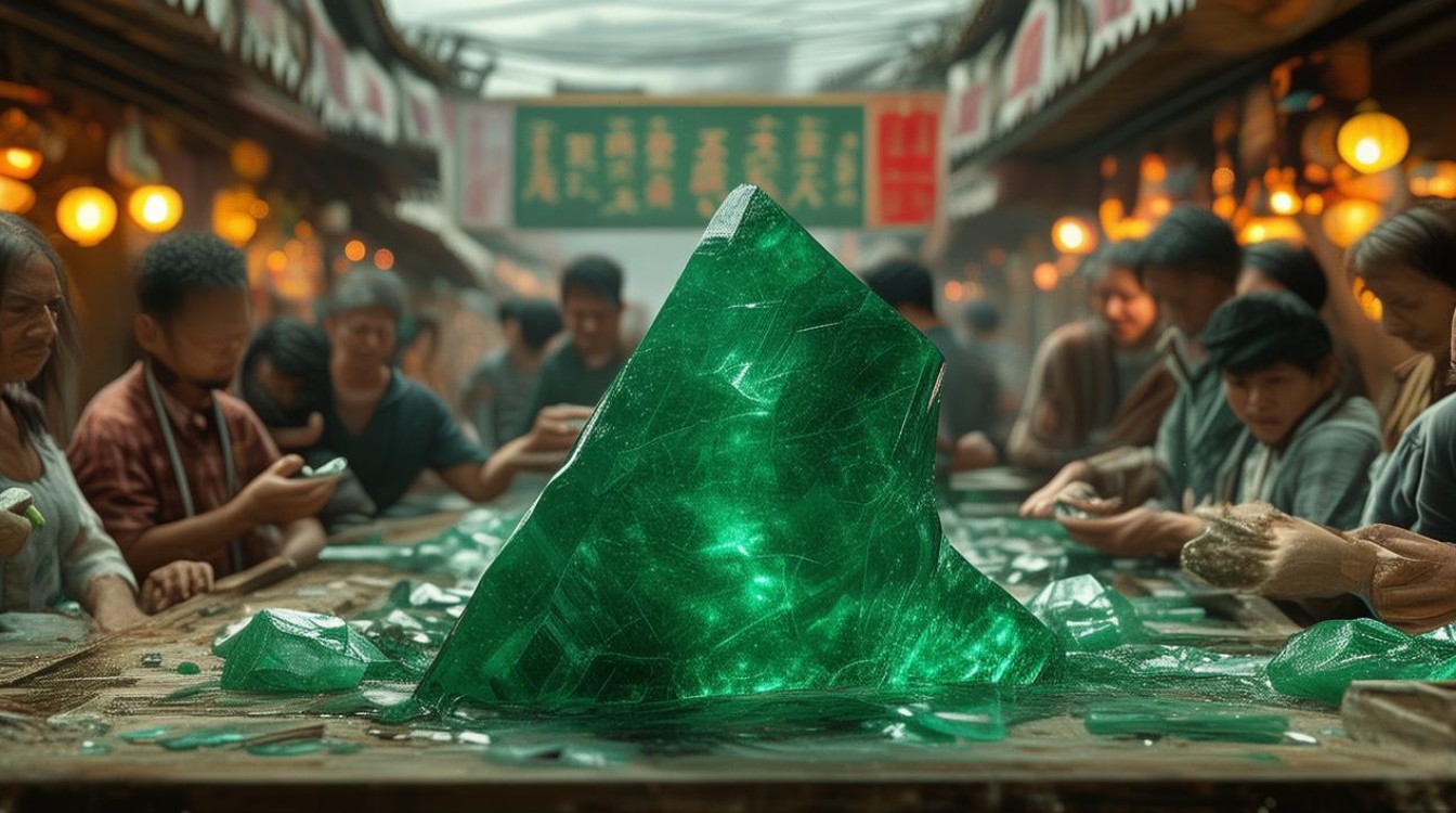 翡翠赌石现场