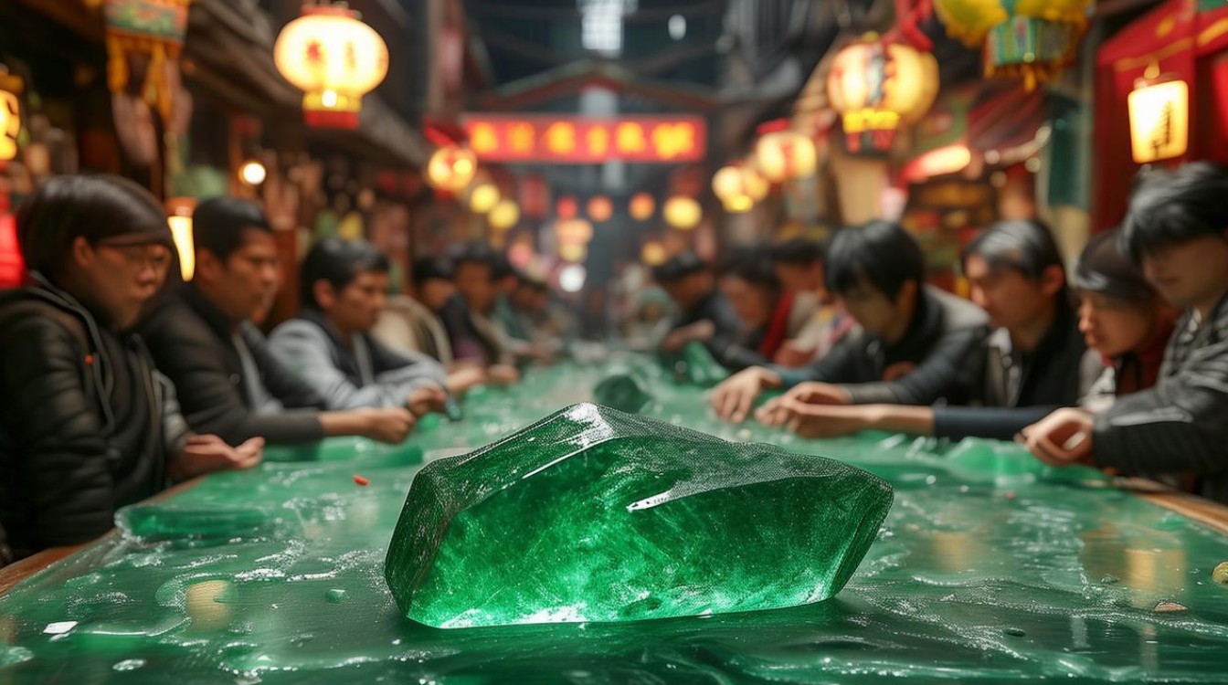 翡翠赌石现场