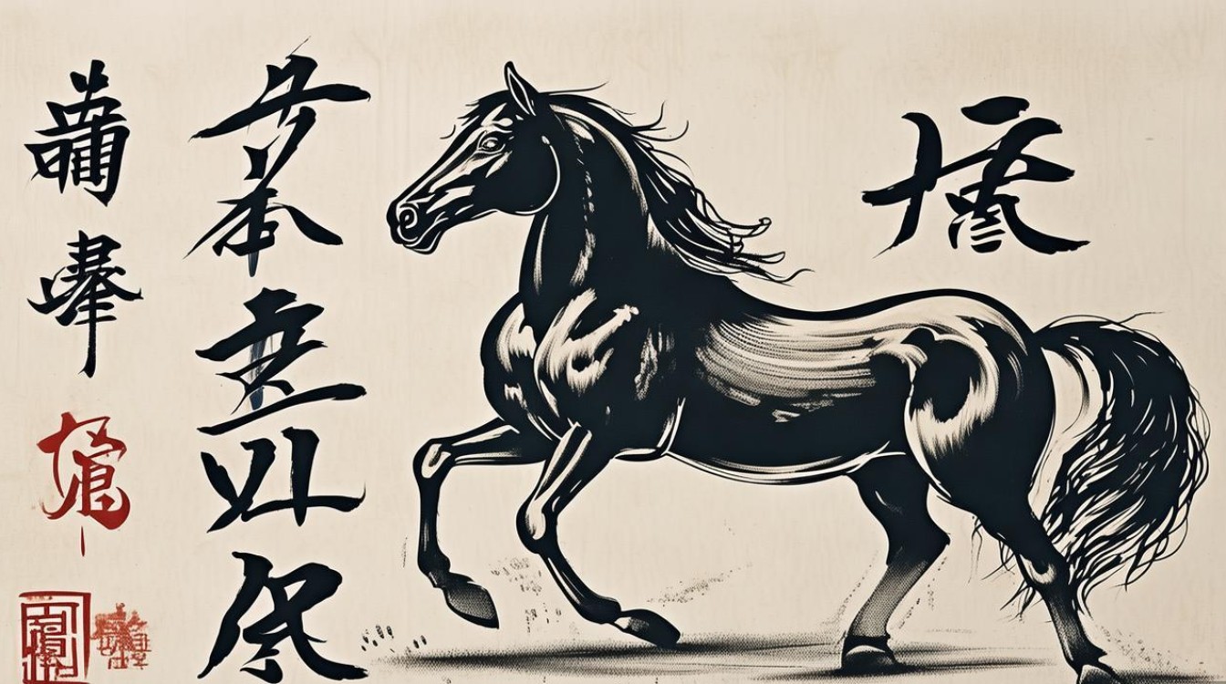 关于马的书法