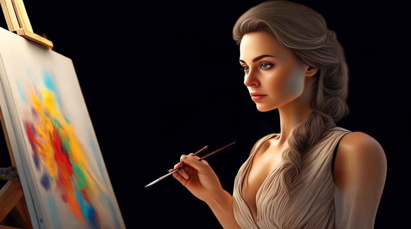女画家简画