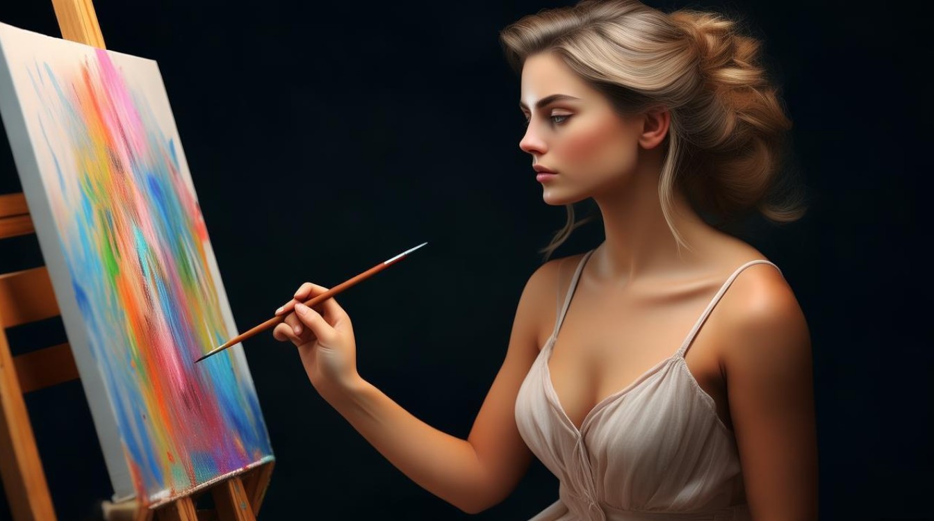 女画家简画