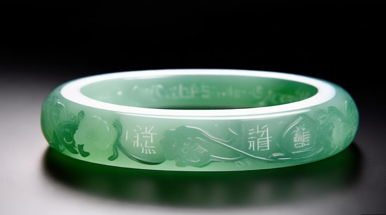 翡翠手镯淡春彩