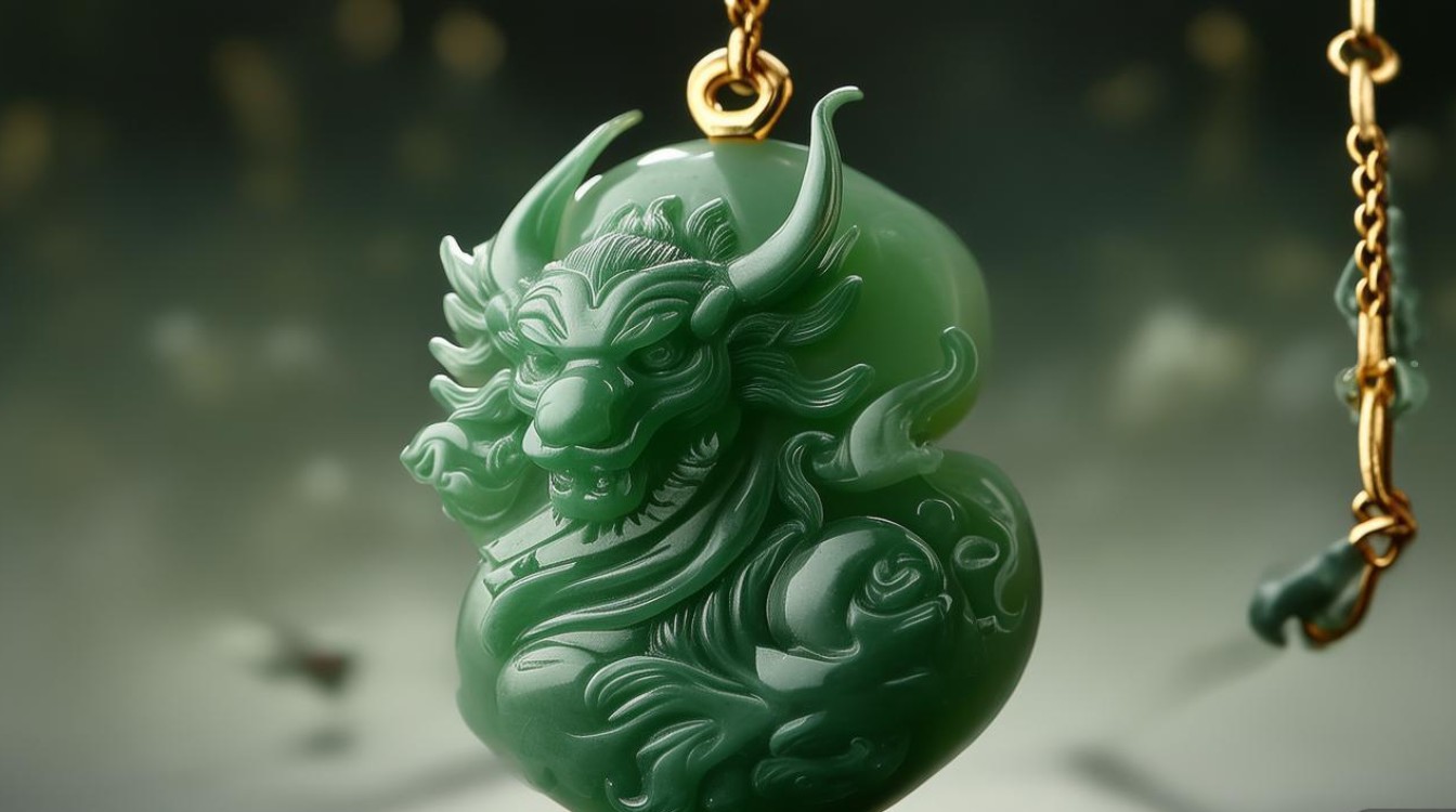翡翠麒麟吊坠图片