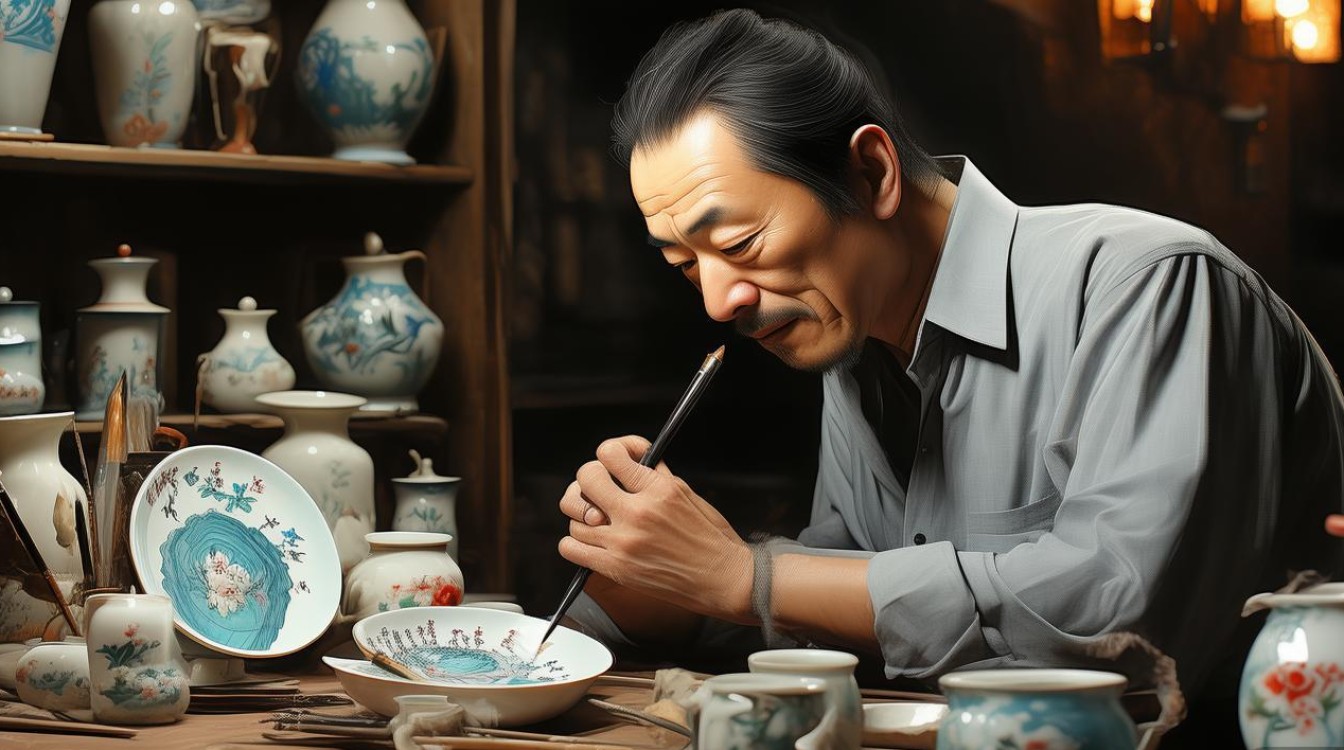 民国瓷画家炳