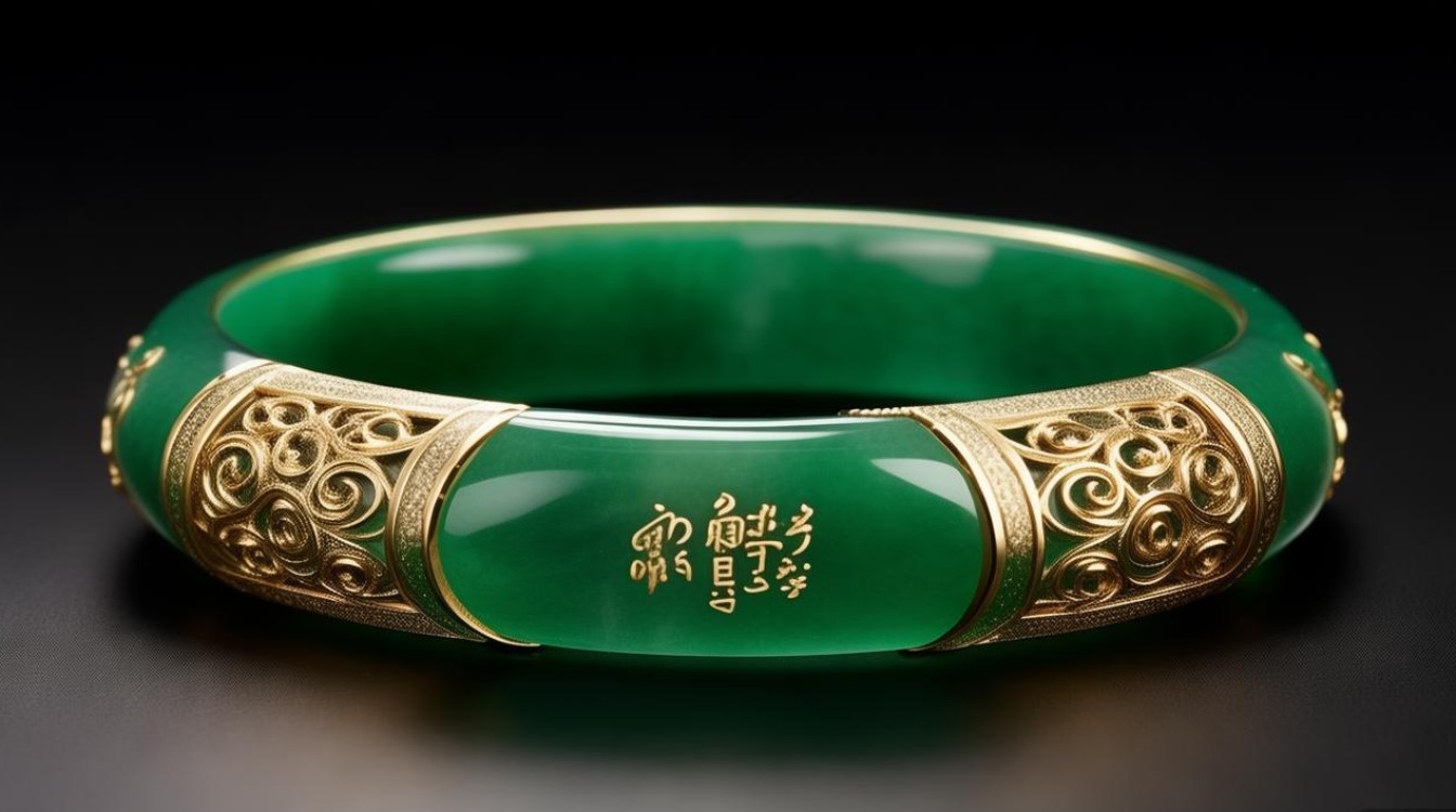 翡翠手镯金镶玉